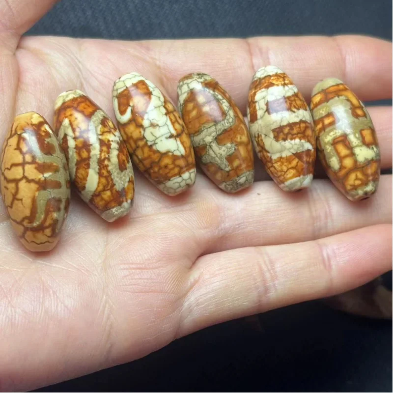 

Tibetan Agate Dzi Bead Dragon Scale Open Piece Dallo Dzi Vase Noble Agate Dzi PendantDIYAccessories Dzi Beads