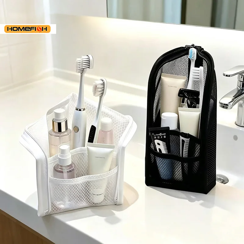 HOMEFISH EVA Mesh Cosmetic Bag Portable Travel Makeup Organizer Female Toiletry Storage Wash Pouch image 2