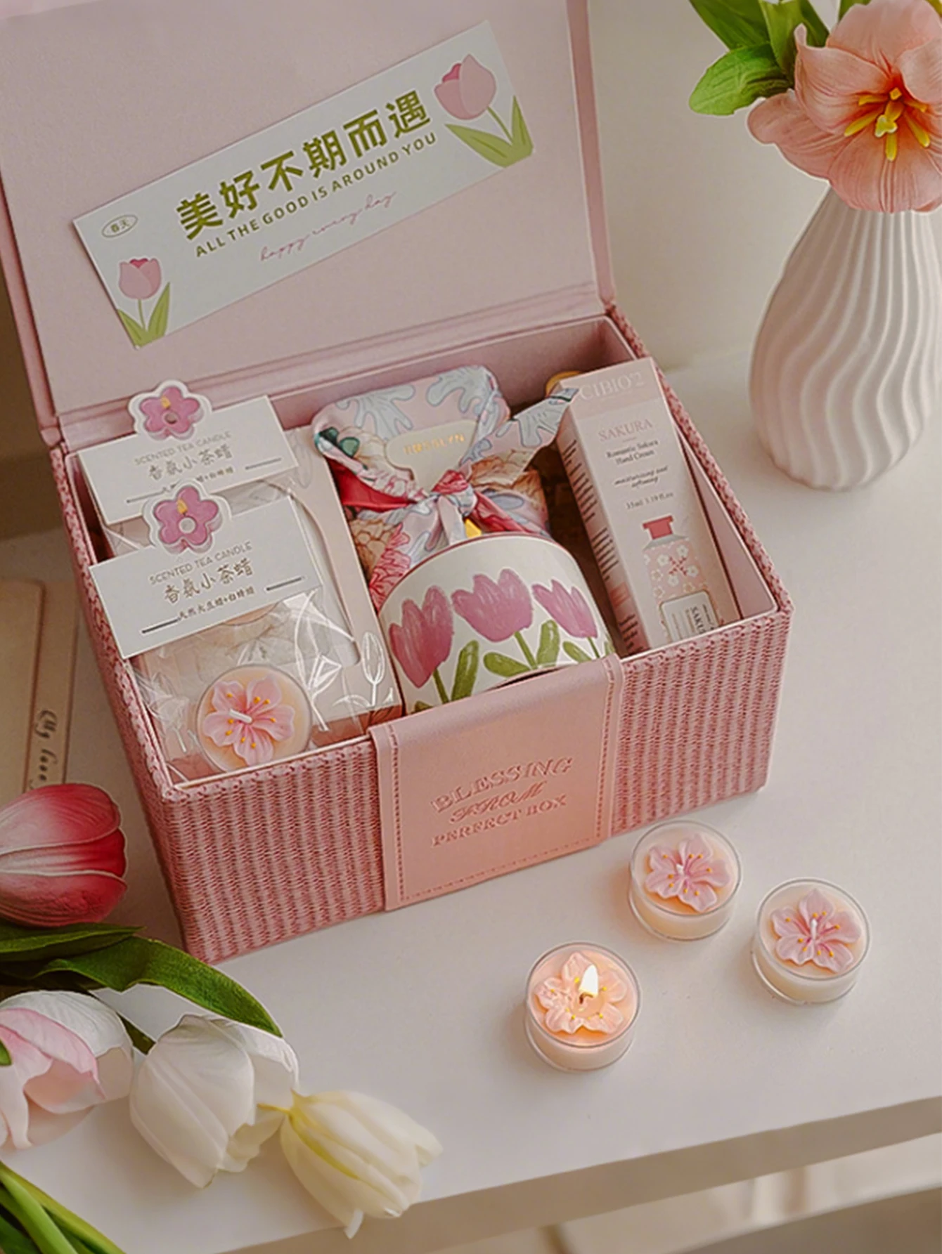 1pc/4pcs One peach blossom tea wax, room decoration, gift for mother, wedding table decoration, wedding souvenirs, the perfect g