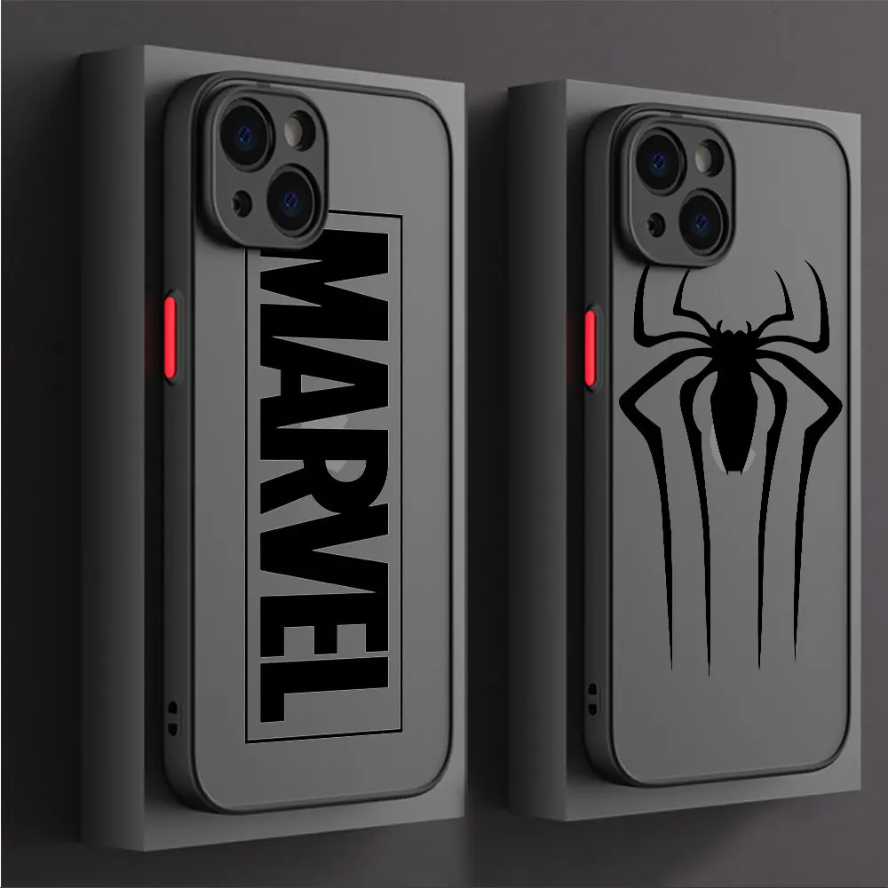 Marvel Spider man logo Avengers Case for iPhone 11 XS X SE 14 Plus 13 15 Pro Max 12 Mini 7 Plus 8 XR Luxury Shell Bumper Cover