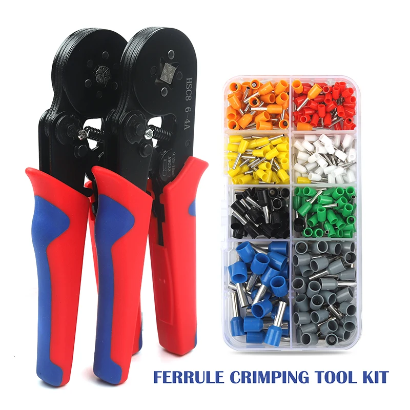 

300/700 PCS Tube Terminal Multifunctional Wire Stripper Crimping Tool Kit HSC8 6-6/6- 4A ,Self-Adjusting Cutter Crimper Set