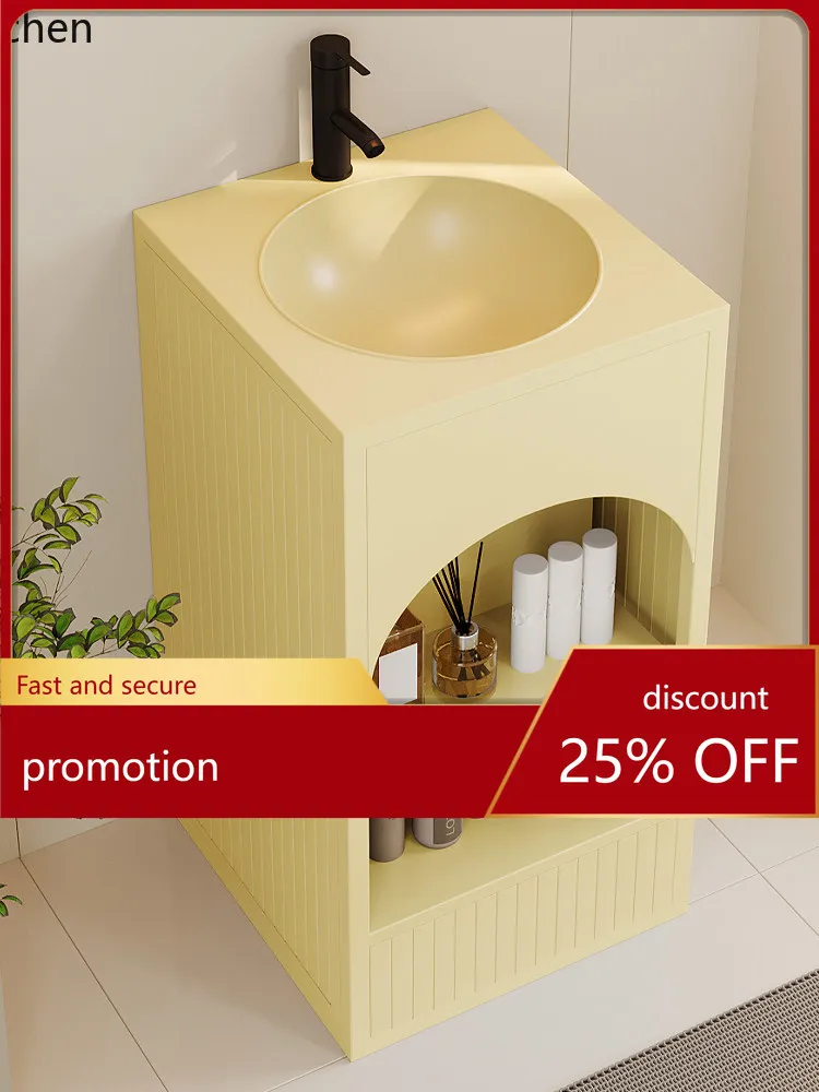 

CZ Colorful Washbasin Integrated Wash Cabinet Bathroom Small Stainless Steel Floor-standing Pedestal Washbasin
