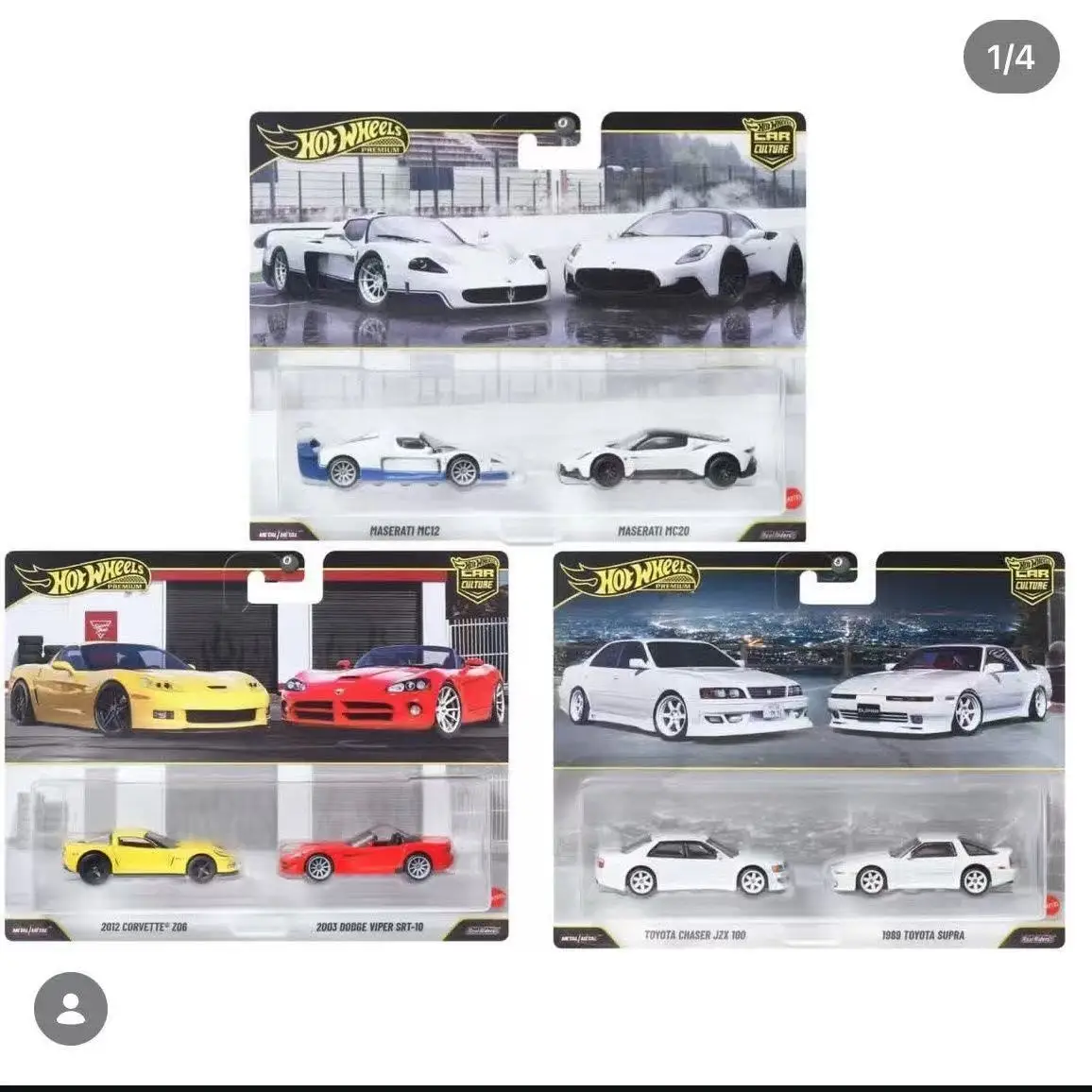 

Hot Wheels Premium 2026 Car Culture 2-Pack Hot Wheels Children's Toys Maserati Corvette Dodge Toyota 1:64 Scale Models Children's Toy Gifts Hbl96