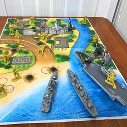 Carrier launcher+6pcs fighter jets+12pcs soldiers+map Carrier formation Military series Cruiser Escort Children's toy gift