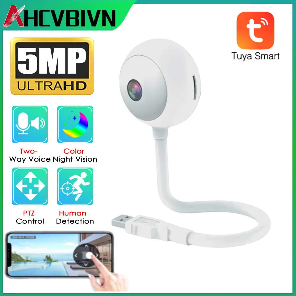 tuya-5mp-室内ミニワイヤレスwifiベビーモニターカメラ-usbプラグ-ip監視セキュリティカメラ-ai自動追跡カメラ