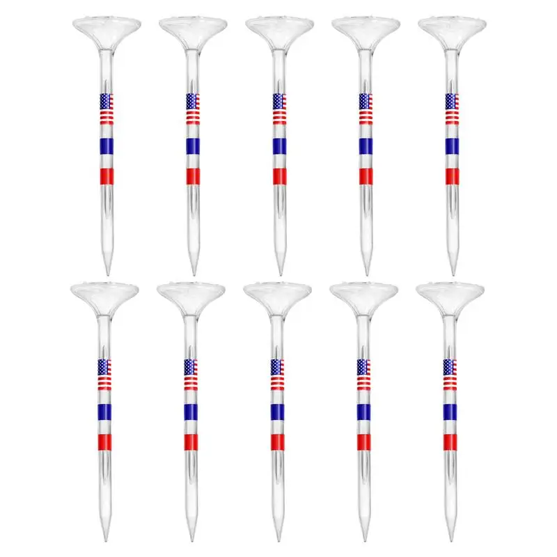 Transparent Golf Tees Beginners-Friendly Clear Tee For Golf On-Course Golf Accessories Tees With American Flag Pattern For Court