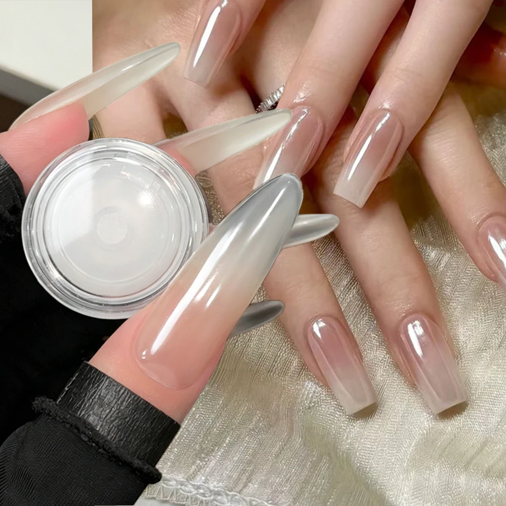 1Box Glazed Donut Pearlescent Chrome Nail Powder Icy Transparent Aurora Plating Mirror Nail Pigment High-Gloss Reflective Powder