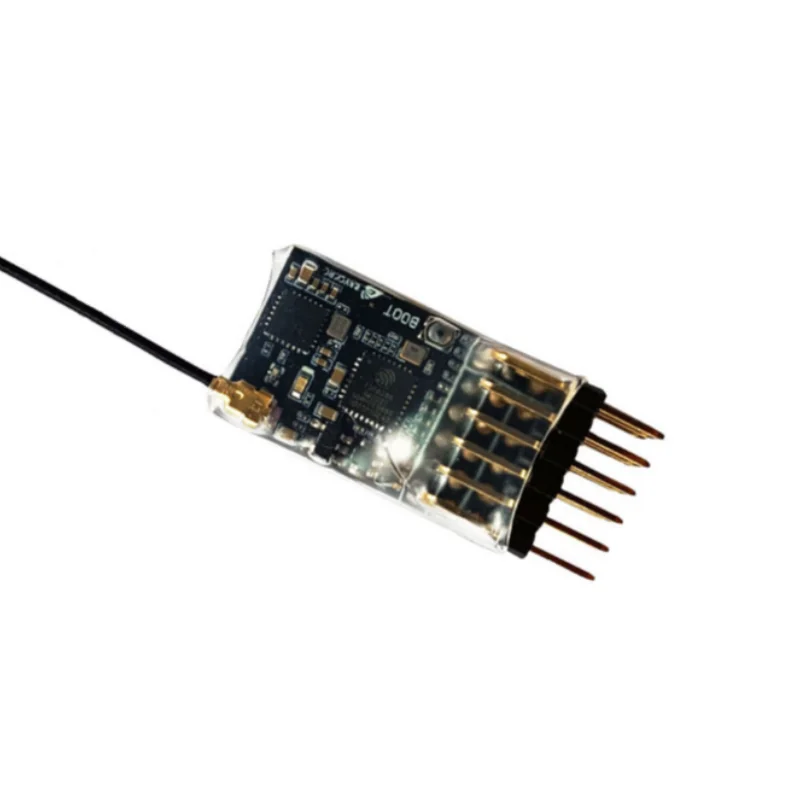 Receptor ELRS 2.4Ghz 5CH PWM com antena de tubo de cobre 2.0dBi 2.4G com suporte para protocolo ELRS 3.0 PWM/CRSF para modelo RC FPV asa fixa