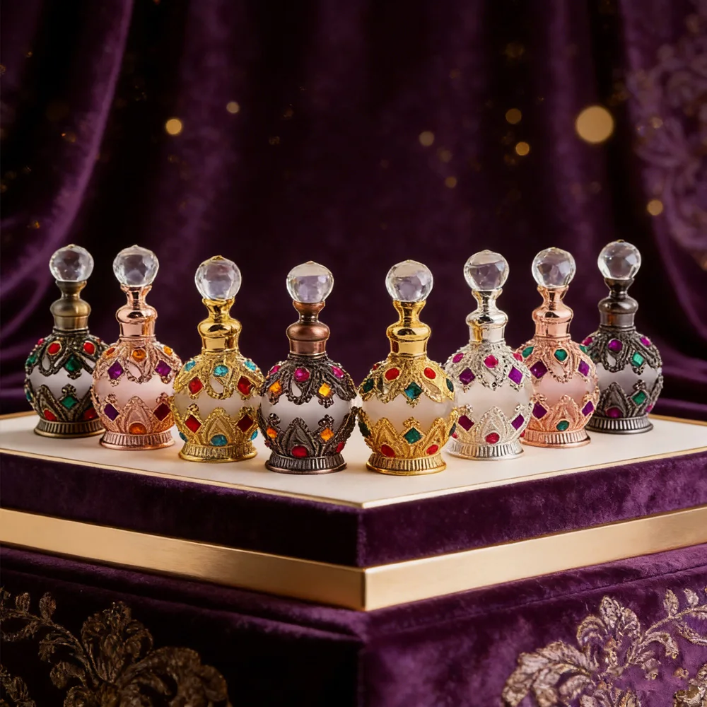 

Портативный флакон духов, инкрустированный ювелирными изделиями, 15 мл, многоразовый флакон для хранения ароматов, декор для рабочего стола, идея подарка на фестиваль