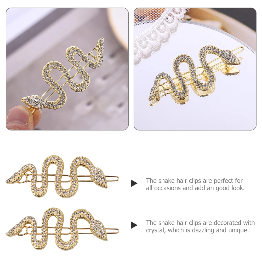 

2pcs Hair Clips Snake Barrettes Gold F9310 Women Accessories Styling Pins Hairstyling Decorative