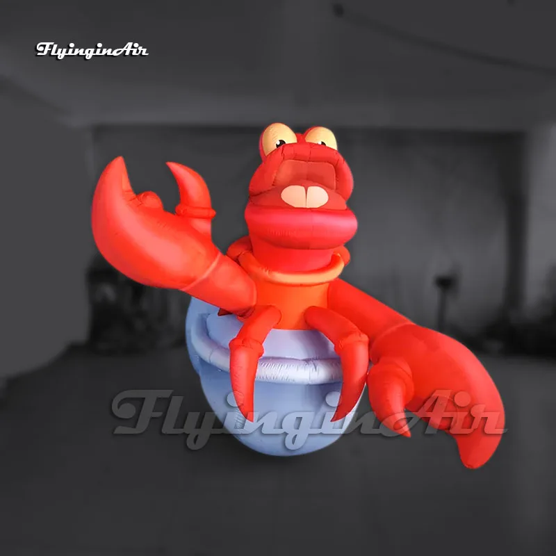 Cute Red Large Inflatable Hermit Crab Statue Replica Air Blow Up Marine Animal Sculpture For Park Decoration