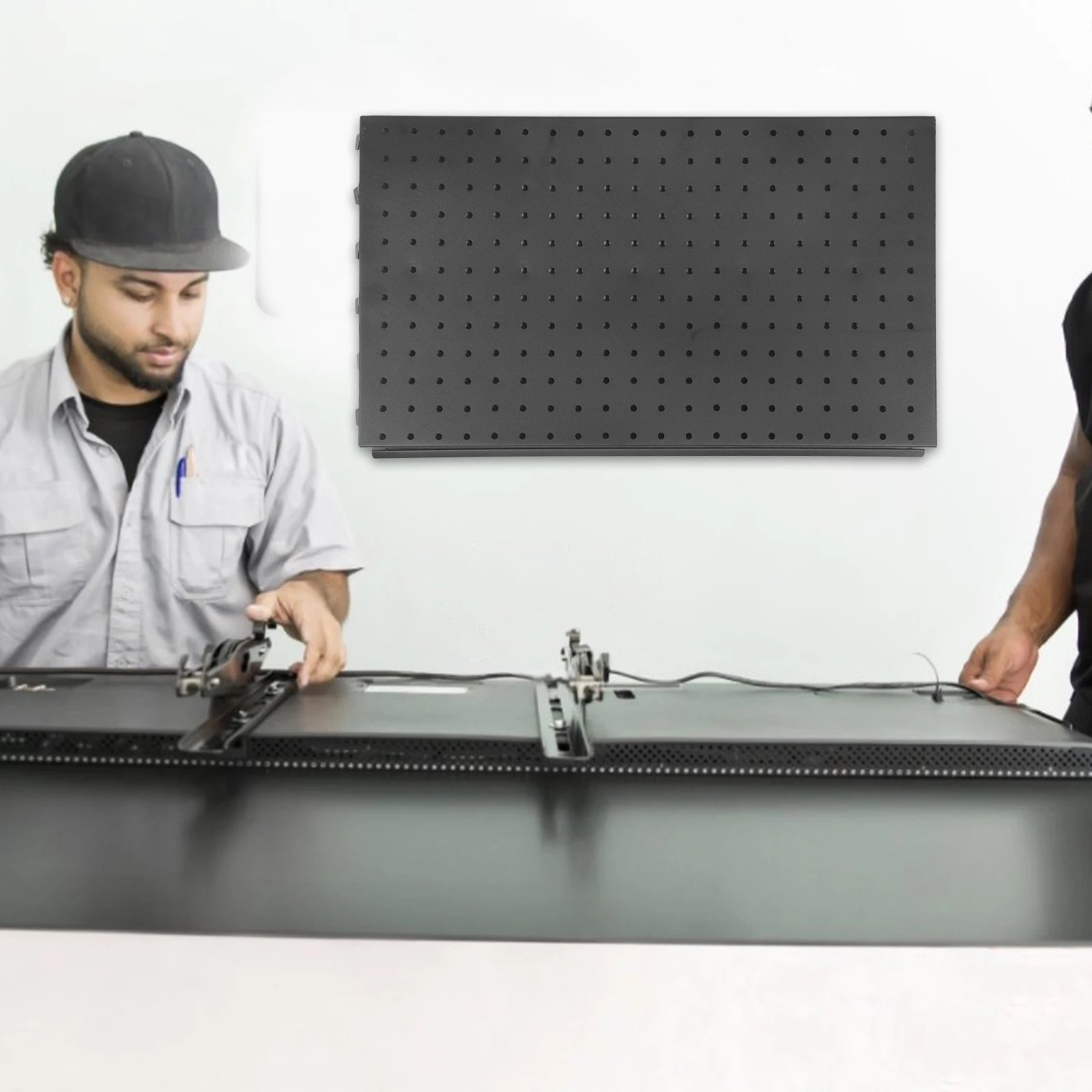 

Black 52 Holes Pegboard Panel 53-56 Set Metal Wall Mount Tool Organizer Garage Storage Workshop Display System Large Panels