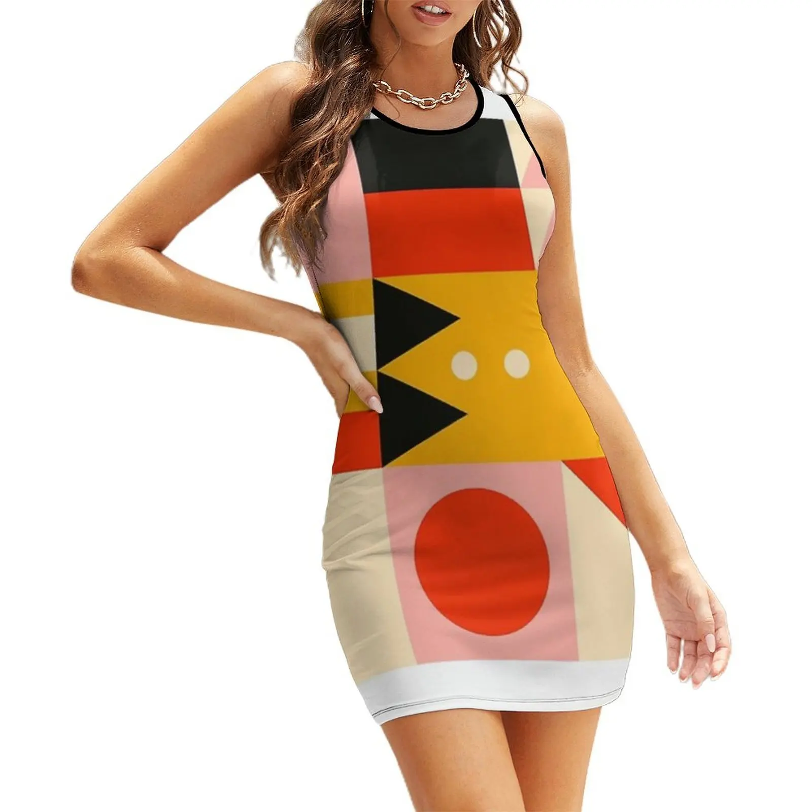 

Bahaus Pattern Sleeveless Sundress elegant women's dresses for wedding sexy dress birthday dress for women