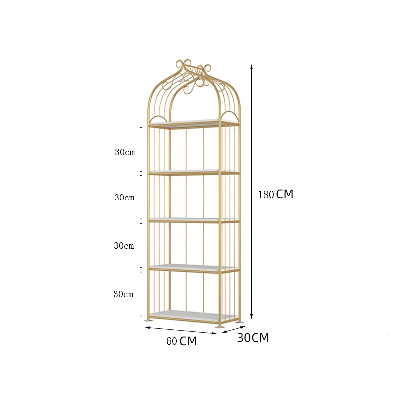 

Bookshelf Floor-to-ceiling Gold Living Bedroom Multi-layer Bay Window Display Rack