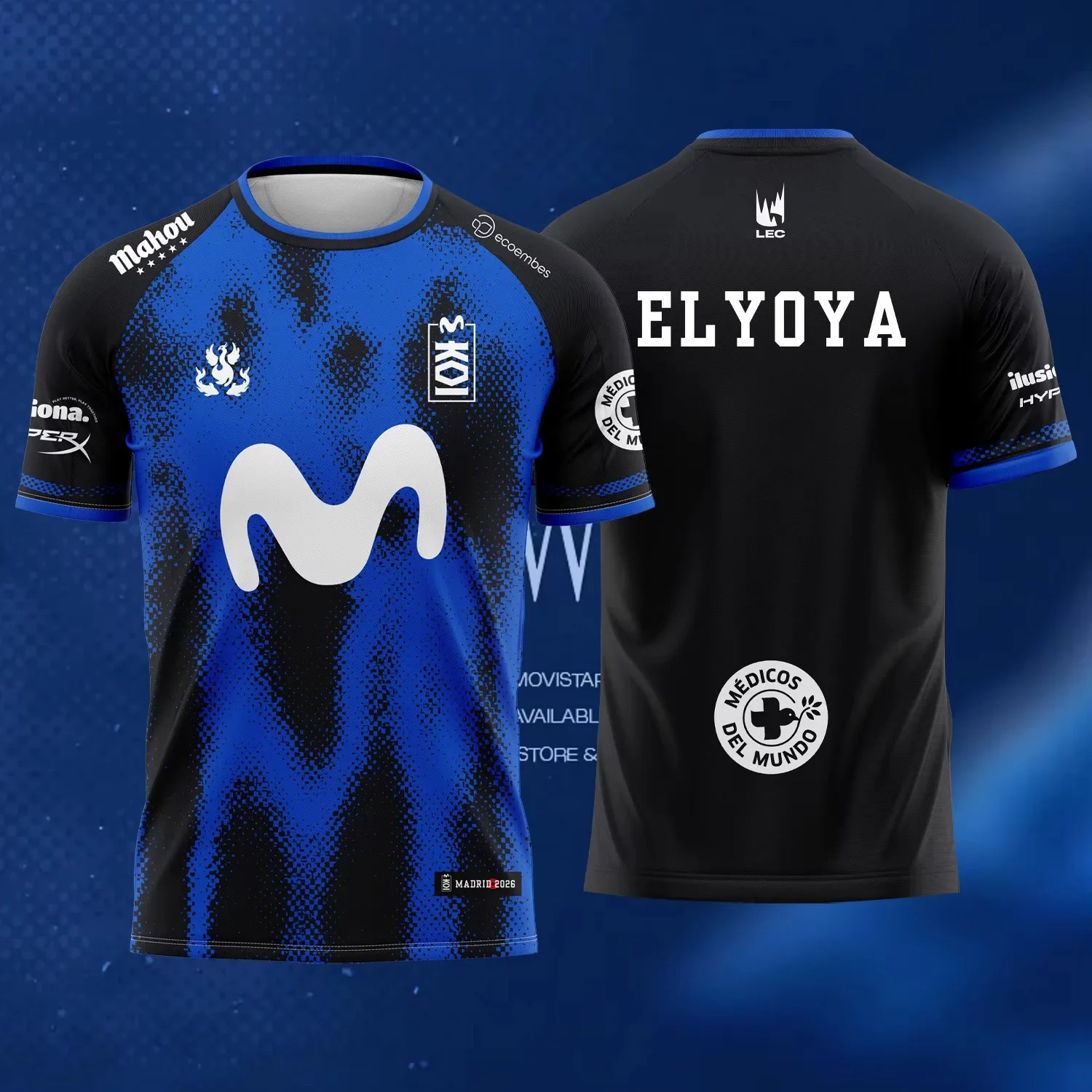 New Hot Blue MKOI Esports Team Jersey Casual Short Sleeve for Gaming Enthusiasts Top Suitable for Adults and Children