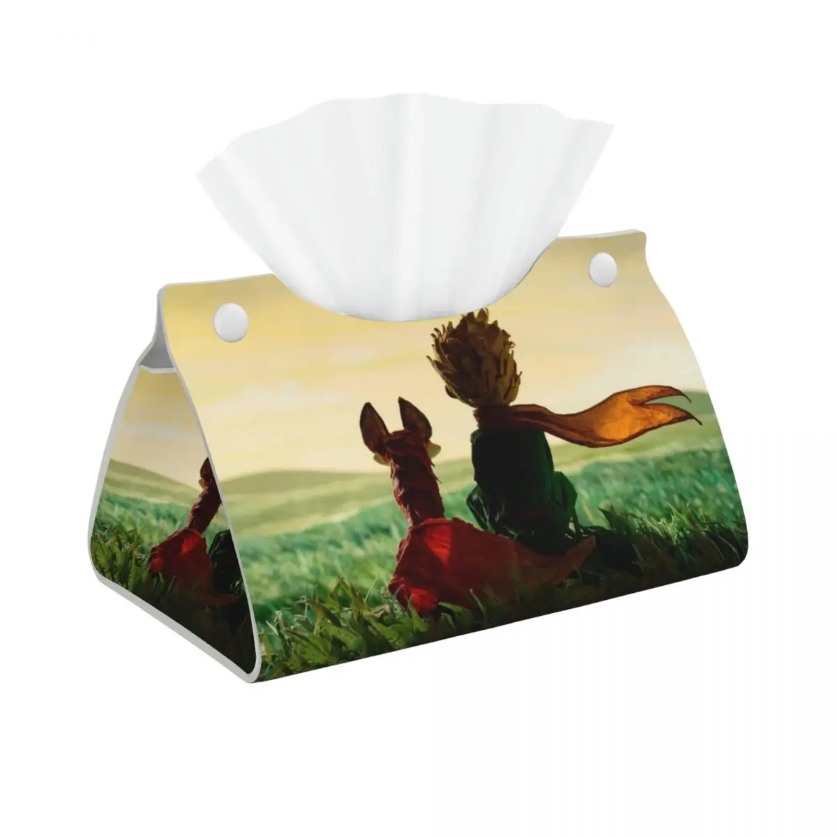 Custom The Little Prince Fox Tissue Box Cover PU Leather Rectangular Classic France Fairy Tale Fiction Facial Tissues Holder for