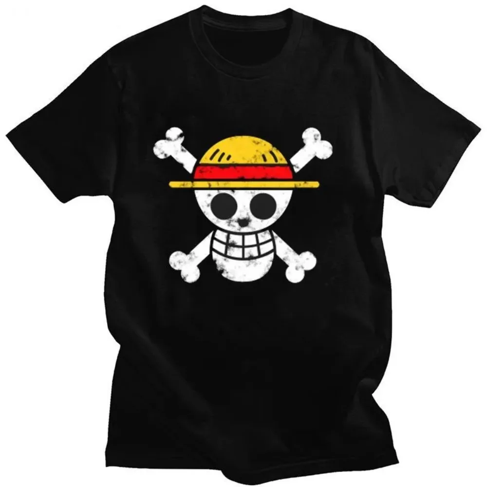 

One Piece Men's Women Kids Monkey D. Luffy Japanese Anime Summer High Quality Parent-Child Wear Short-sleeved T-shirt Tops