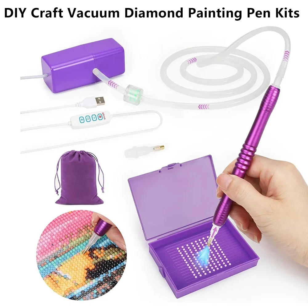 

Electric Diamond Art Painting Pen DIY Craft Beading Plates USB Suction Device Point Drill Tool 3/6 Drills Tips With Storage Bag