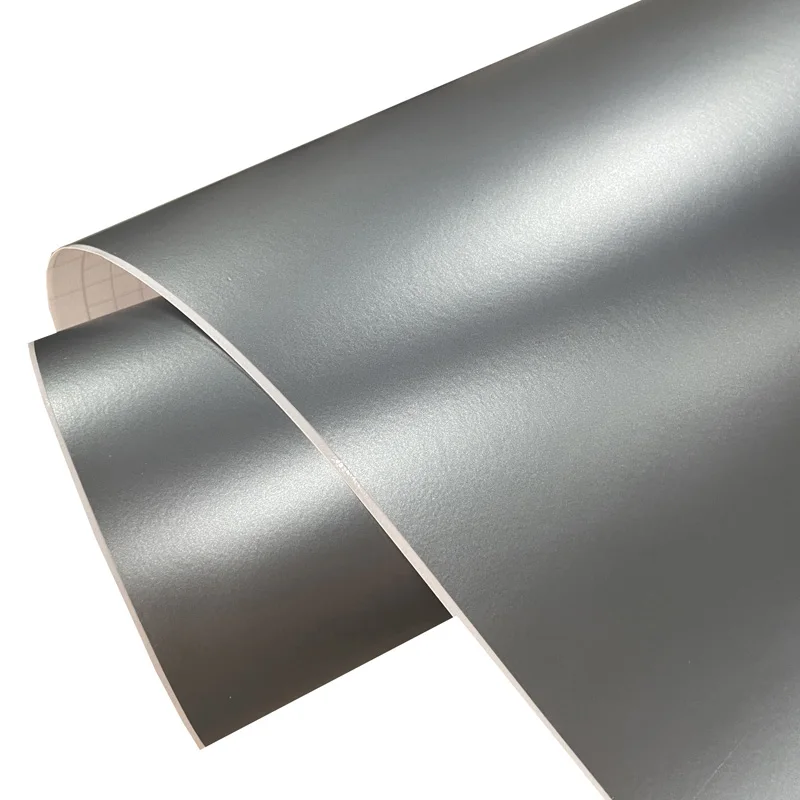 Premium Matte Silver Vinyl Wrap Film mit Air Release Bubble Selbstklebender DIY Aufkleber Automotive Car Wrapping Folie