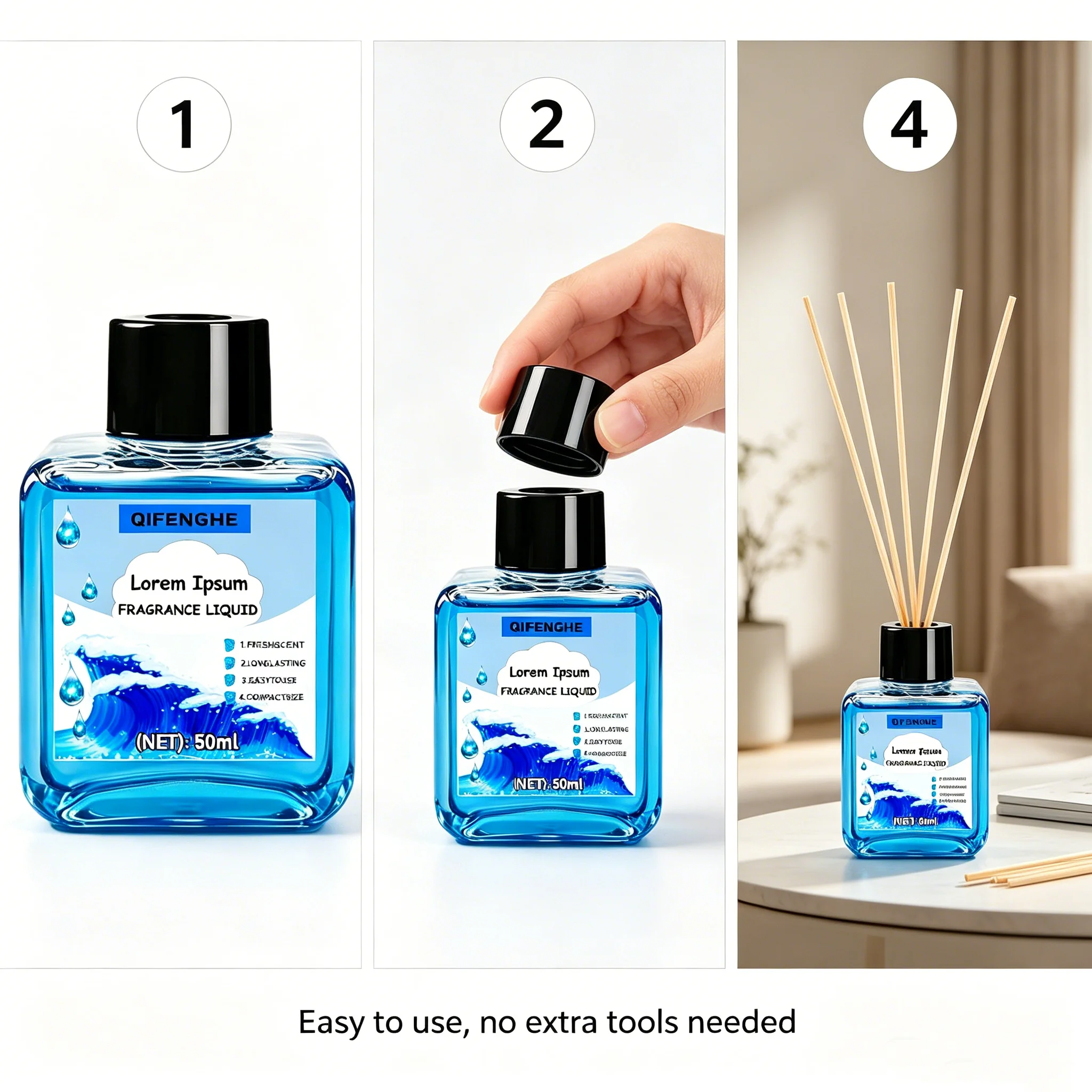Blue Ocean Fragrance Liquid 50ml Natural Marine Extract Ocean Breeze Scent Odor Neutralizer Break Down Smoke Mildew Toilet Plast view 3