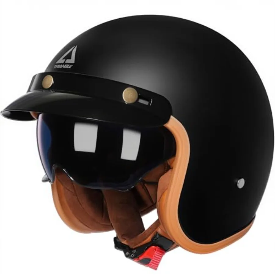 

3/4 Open Face Motorcycle Helmet DOT Approved Retro Half Helmet with Sun Visor for Men Women Scooter Motorbike Moped Casco Vinta