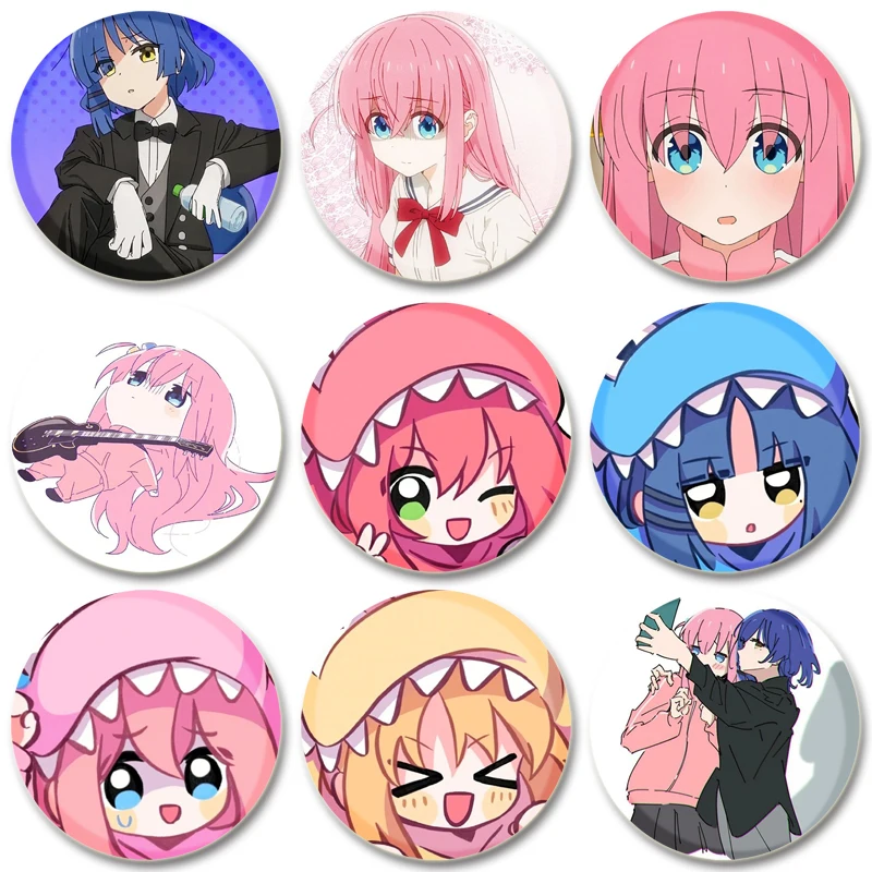 58/44/32MM Anime BOCCHI THE ROCK! Soft Button Brooch Icon Creative Badge Snap-in Button Pins Brooches for Clothes Bag