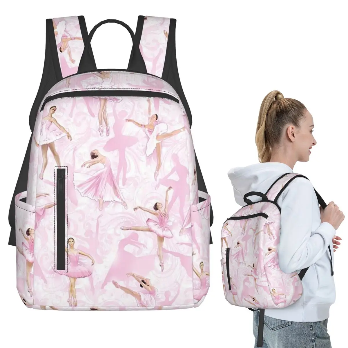 Ballet Dance Makes Me Free Ballerina Dancer Backpack Boys Girls BookBag Children School Bag Laptop Shoulder Bags for Men Women