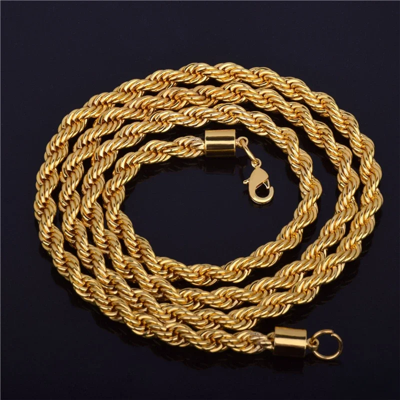 

Gold Necklace for Men and Women Stainless Steel Chain Necklace Jewelry Length 20 Cm Twisted Rope Chain