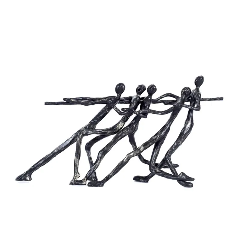 Modern Simple Abstract Figure Tug-of-war Combination New Chinese Study Bookcase Display Ornament Soft Decoration Design