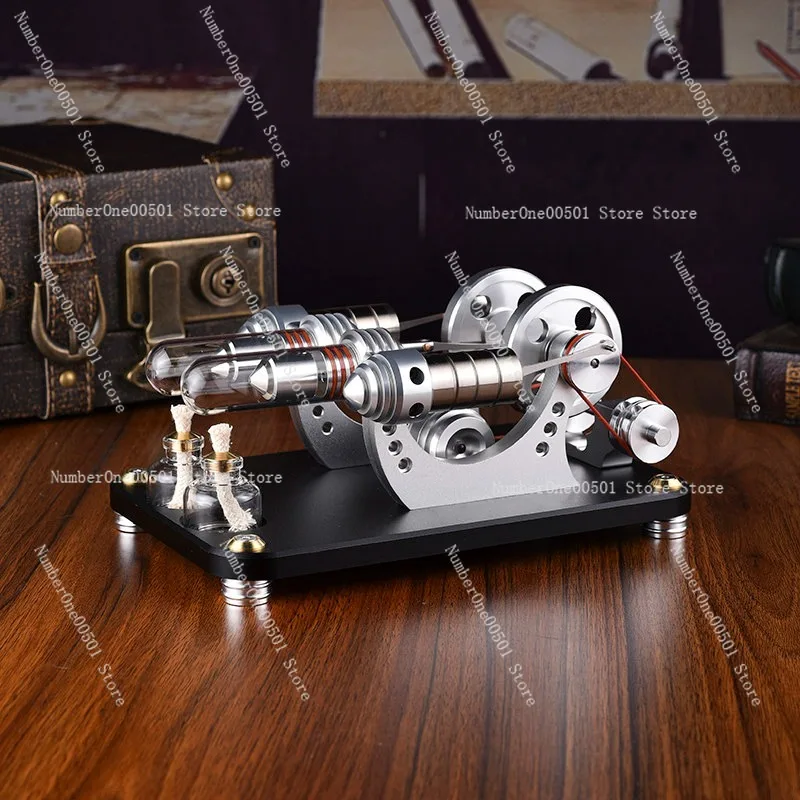 

Startable Dual Cylinder Stirling Engine Model Balance Type Metal Cylinder Mini Micro External Combustion Engine Generator