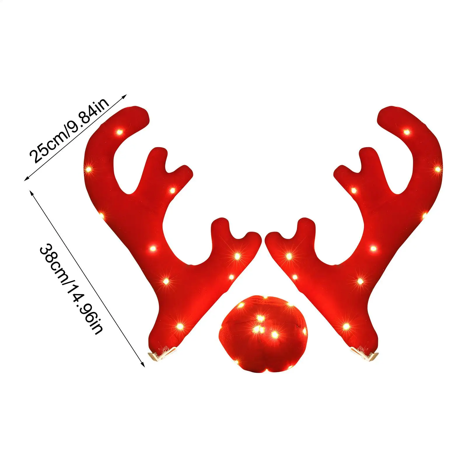 Reindeer Car Decor Cute Christmas Decor Light Up Antler Set Reindeer Kit Roofs Tops Decoration For Van SUV Shopping Mall Window view 6