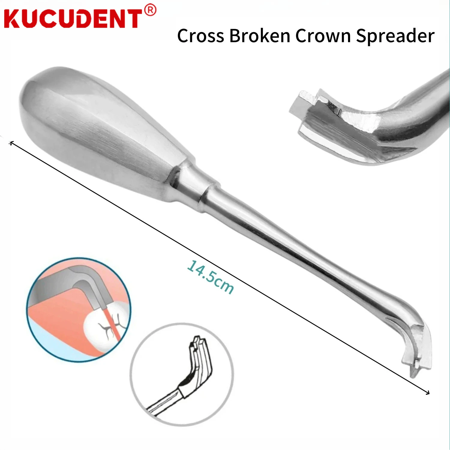 1PC Dental Cross Broken Crown Spreader Drill Crown Remover Restoration Forcep Root Elevator Tools Non-Slip Metal Handle