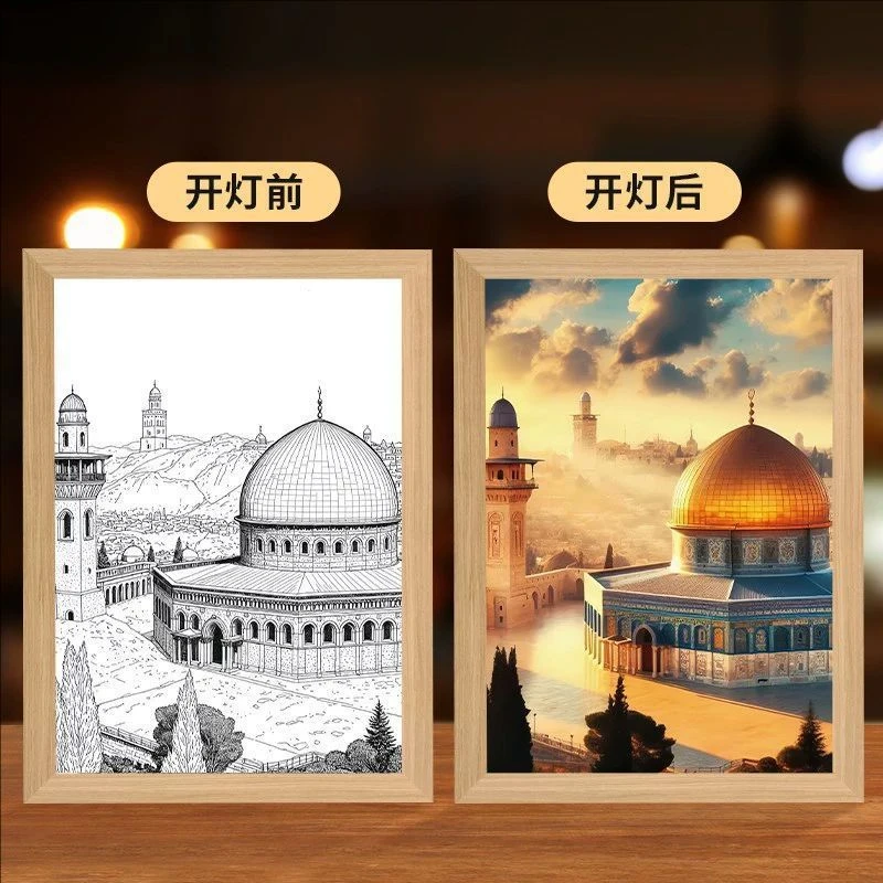 Table Light Painting JESUS Art Decoration Photo Frame Desk Ornaments Bedroom Wall Atmosphere LED Night Lamp Anime Christmas Gift