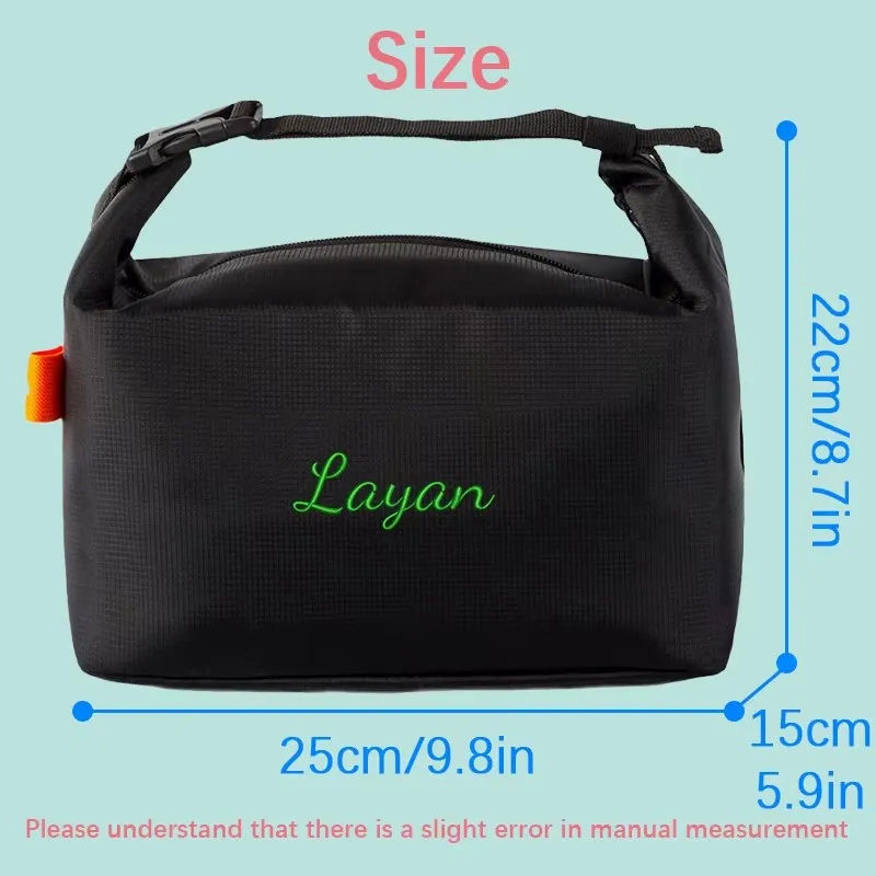 Customised Embroidery Solid Oxford Cloth Large Capacity Handbag Insulated Lunch Bag Back to School Season Personalized Lunch Box
