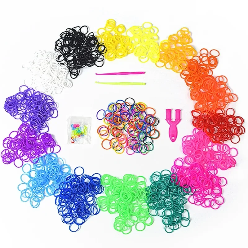 600 elastische verschillende kleuren rubberen loom bands armband kinderen zelfgemaakte armbanden DIY voor loom pols armband voor vrouwen