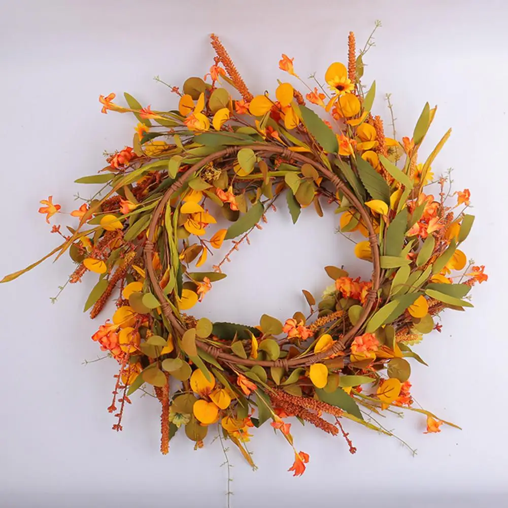 

Farmhouse Fall Wreath Fall Wreath for Front Door Thanksgiving Harvest Outdoor Fall Wreaths Sunflower Vine Pumpkin for Autumn