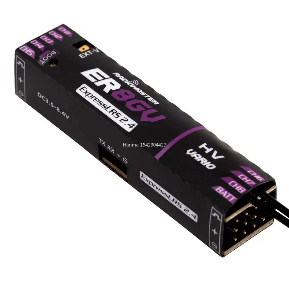 New Radiomaster ER8GV 8CH PWM CRSF ExpressLRS Dual Antenna Receiver 2.4Ghz 100mw Support Voltage Telemetry