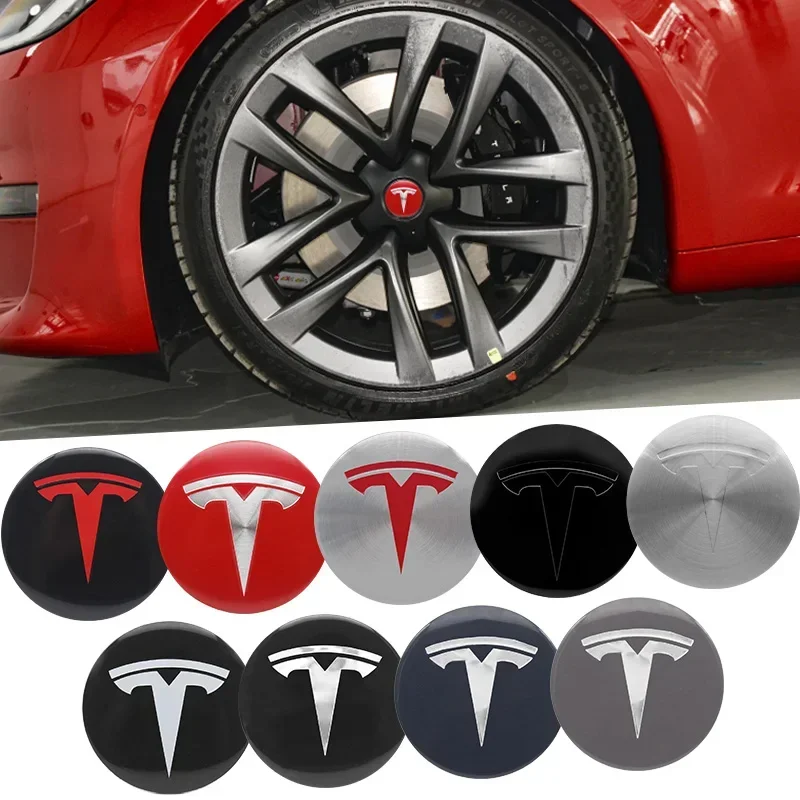 

4Pcs 56mm Tesla Car Wheel Hub Center Cap Emblem Badge Stickers For Model X Model S Model Y 3 Wheel tire Center Cover Accessories
