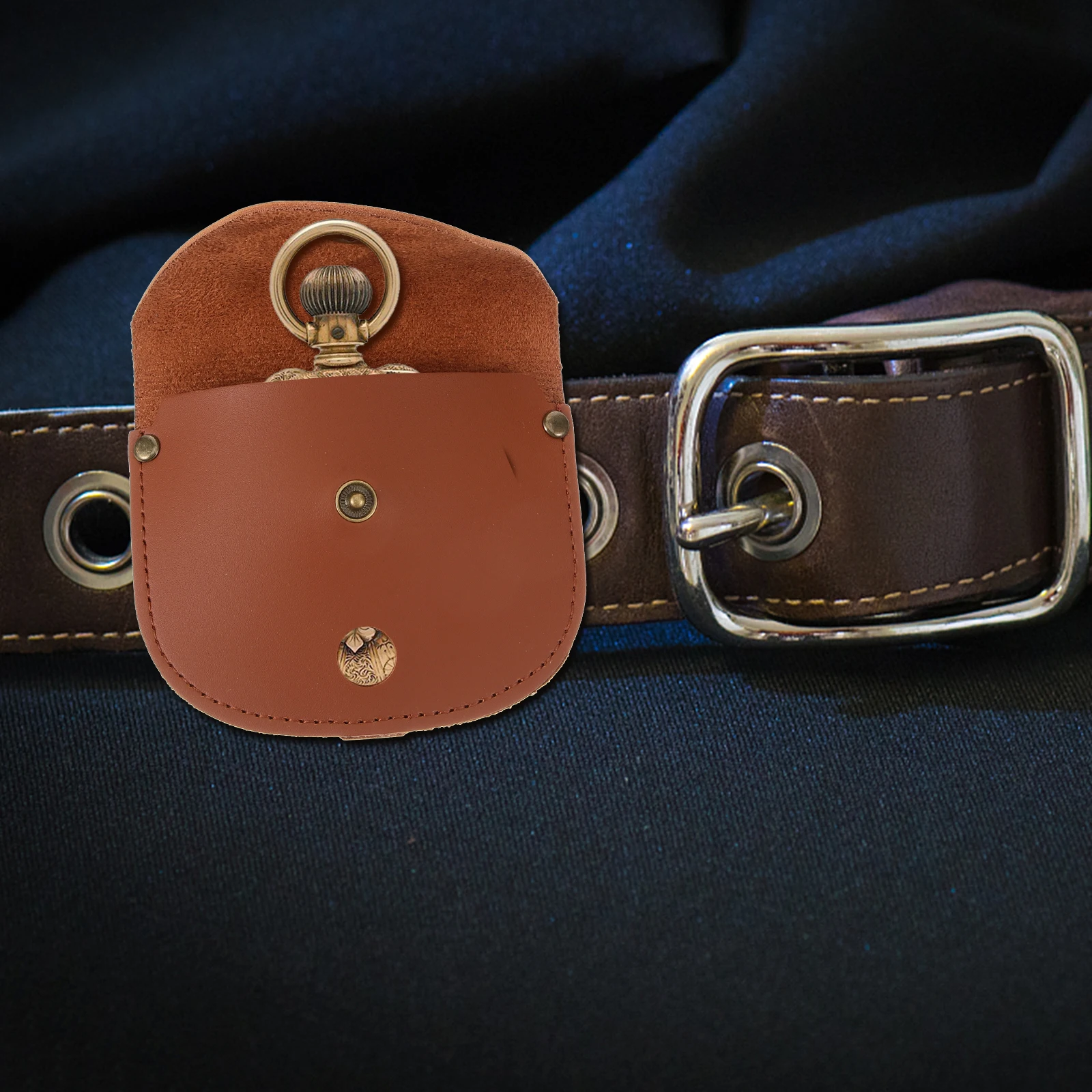 

Premium Pocket Case For Men Travel Storage Brown Single Durable Metal Closure Lightweight Portable Holder