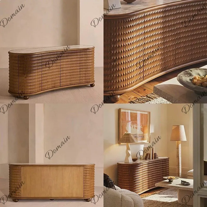Vintage Carved Sideboard, Creative Art Shoe & Entryway Multifunctional Storage Cabinet