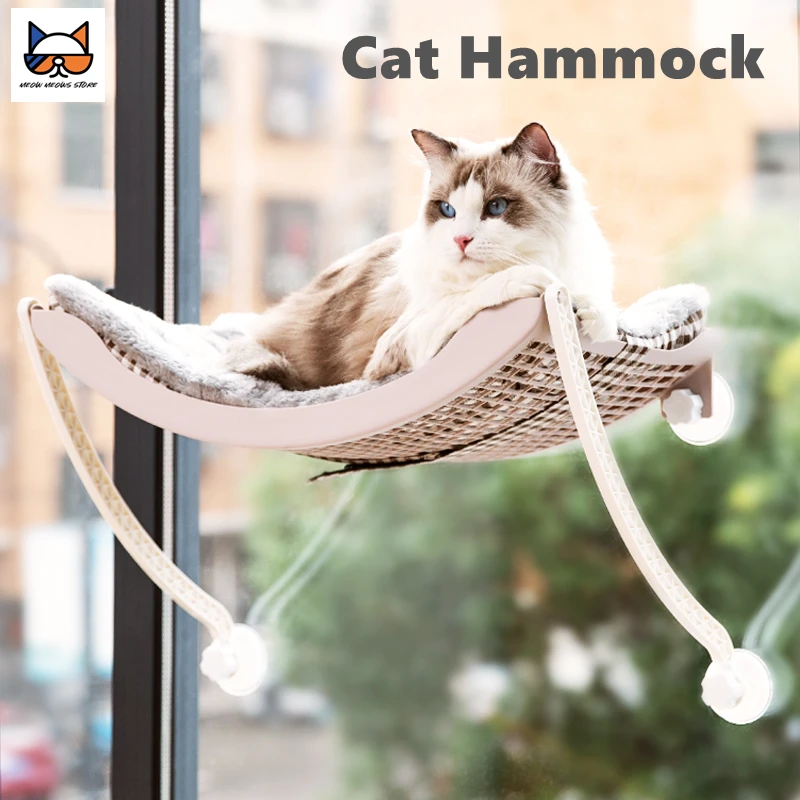 

MEOWS Cat Hammock Bed Comfortable Removable Arctic Fleece Sunbathe Cushion with Suction Cup for Balcony Window Cats Hanging Bed