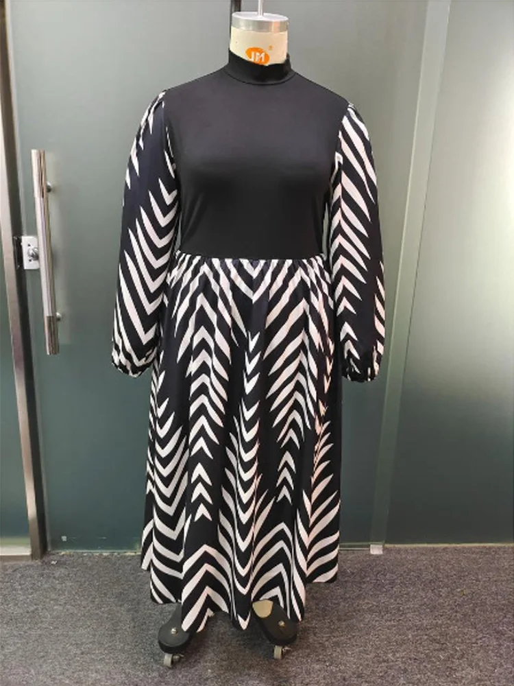 GIBSIE-vestido de talla grande con manga acampanada para mujer, traje largo de corte en A con cuello simulado, cintura alta, informal, OL, Otoño, 2024