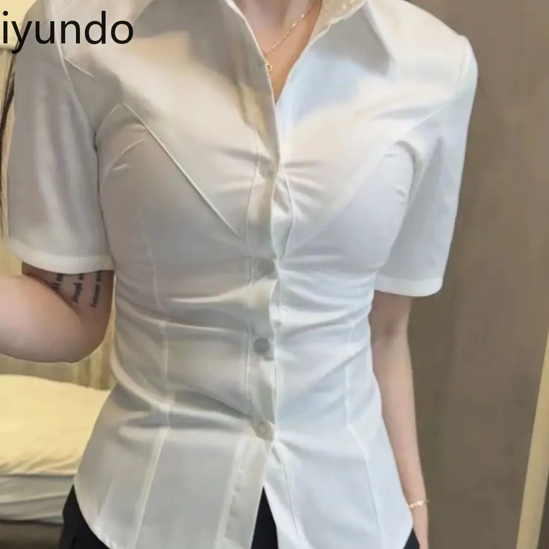 2025 Nieuwe Y2K Sweetcore JK Uniform vrouwen Verstoorde Taille Tie Blouse Witte Korte Mouw Top Afslanken Fit Chemise femme