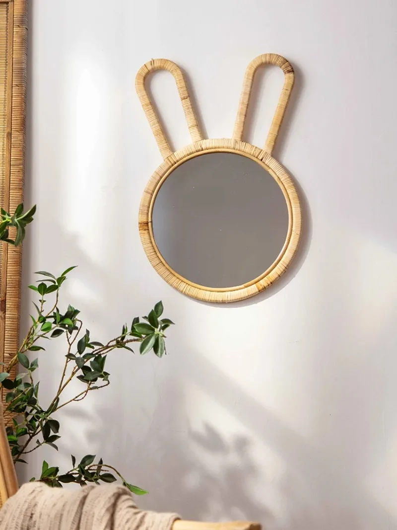 Vine mirror antique Japanese ins special-shaped bathroom dressing B&B wall decoration retro