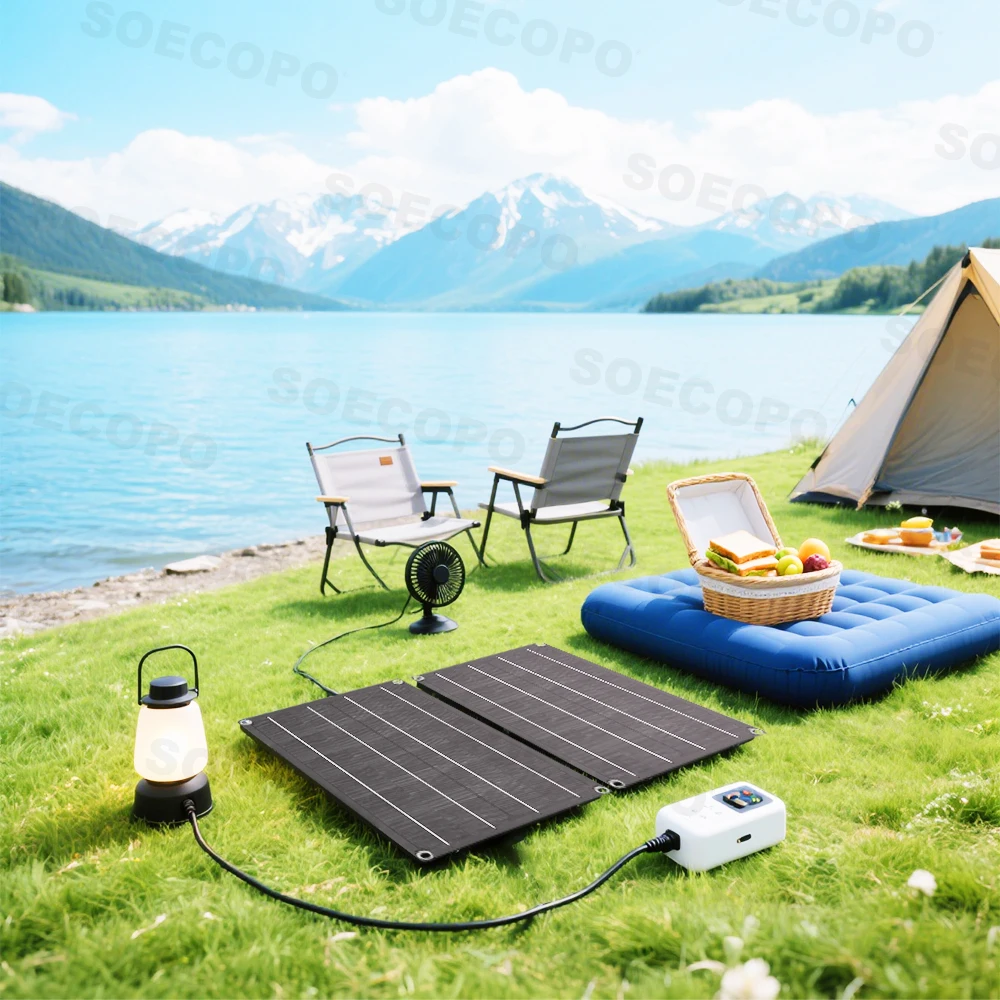 SOECOPO 1600W Portable Solar Panel Kit 18V Photovoltaic Panels*2 for Camping. Includes Free 100A Controller & USB 5V Charging