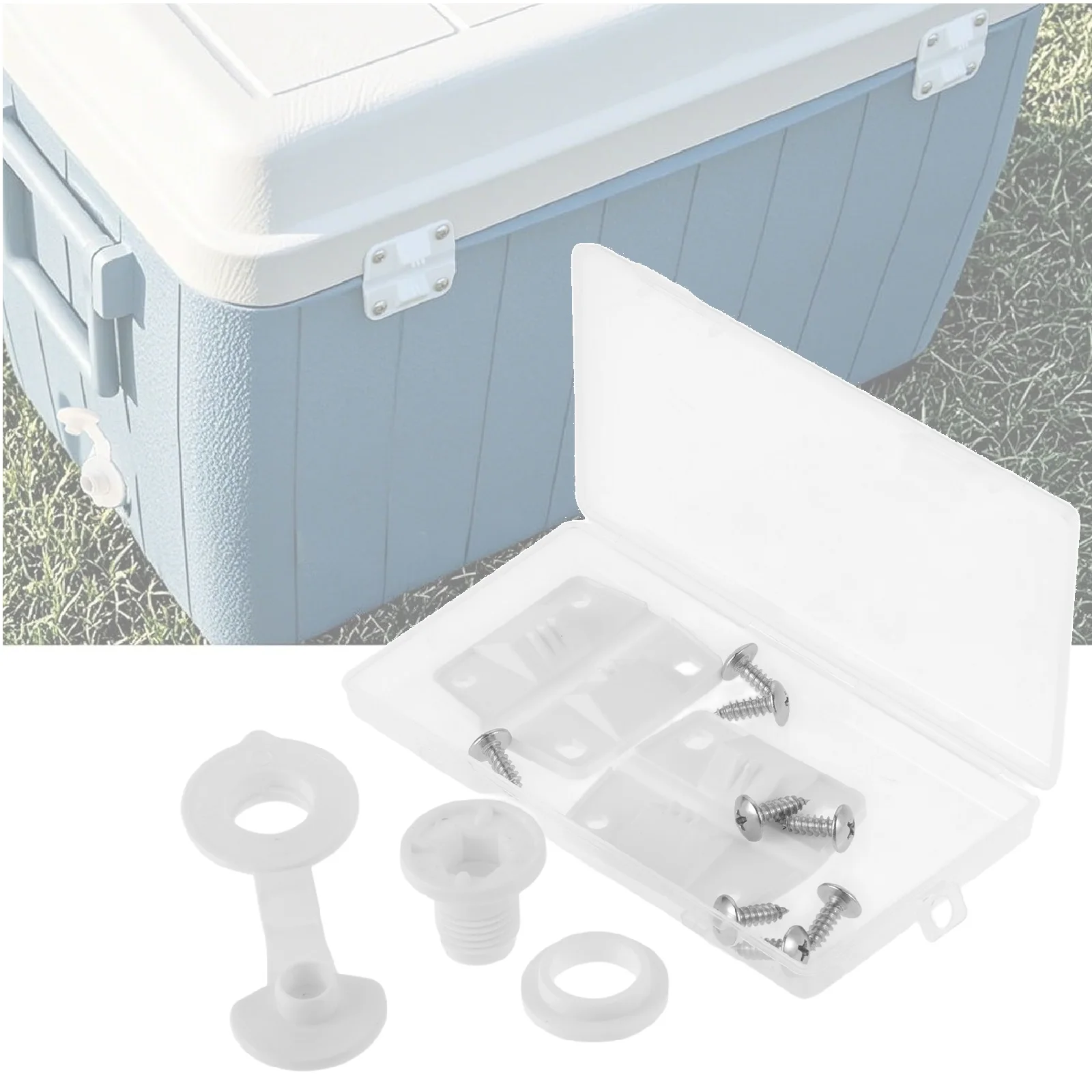 Coolers Repair Replacement Kit for Coleman Including Plastic Hinges and Drain Plug Assembly with 1-Inch Shaft Length R5214D607G