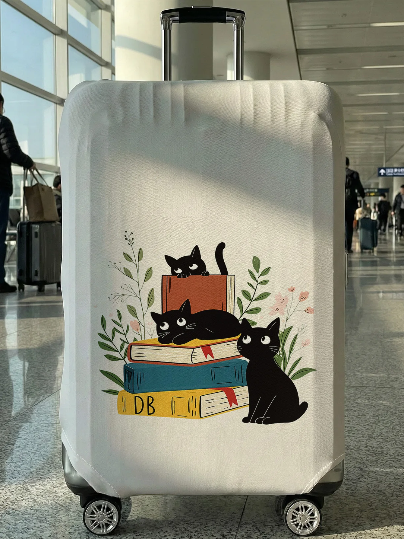 

Чехол для багажа с цветочным принтом Black Cat Book, подходит для чемоданов 18-32 дюймов, чехол на ручку чемодана, дорожные аксессуары