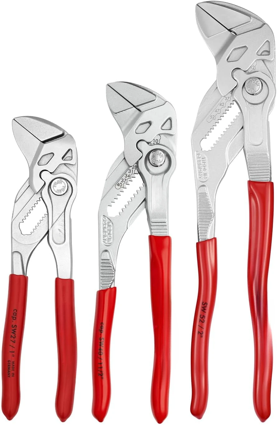 3 Piece Pliers Wrench Set (6, 7, 10), Red