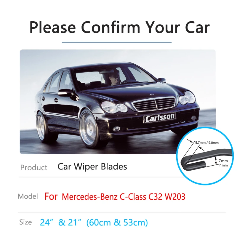 Car Front Wiper Blades For Mercedes Benz C Class CClass C32 W203 2000 2001 2002 2003 Windshield Windscreen Brushes Accessories