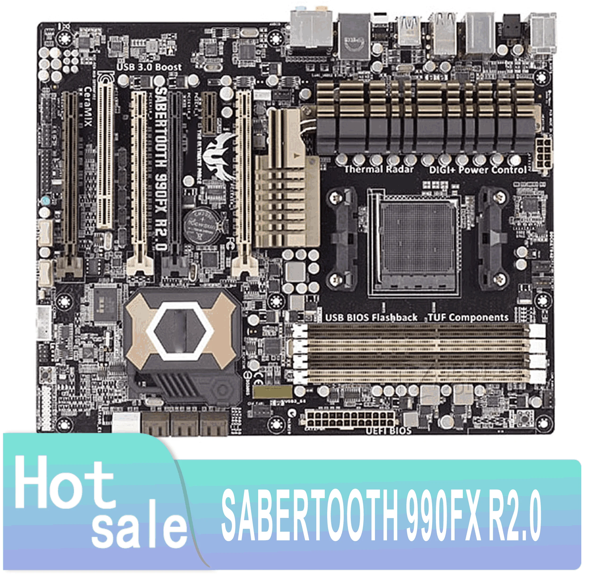 SABERTOOTH 990FX R2.0 Motherboard Socket AM3+  990FX 990X Original Desktop Mainboard SATA III Used Mainboard